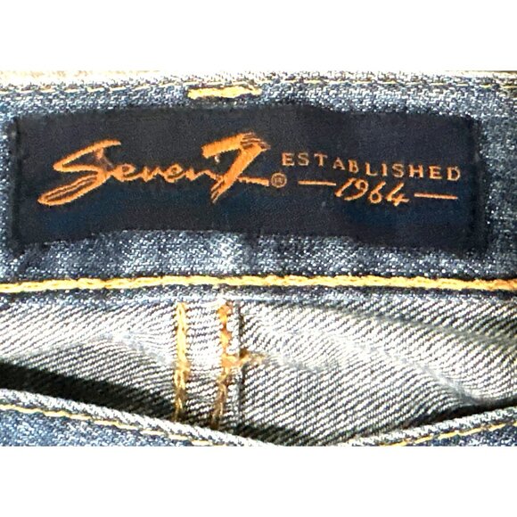 Seven7 Vintage Flared Jeans Floral Paisley Bell Bottom Design Leg Inserts Sz 32 - Picture 7 of 16